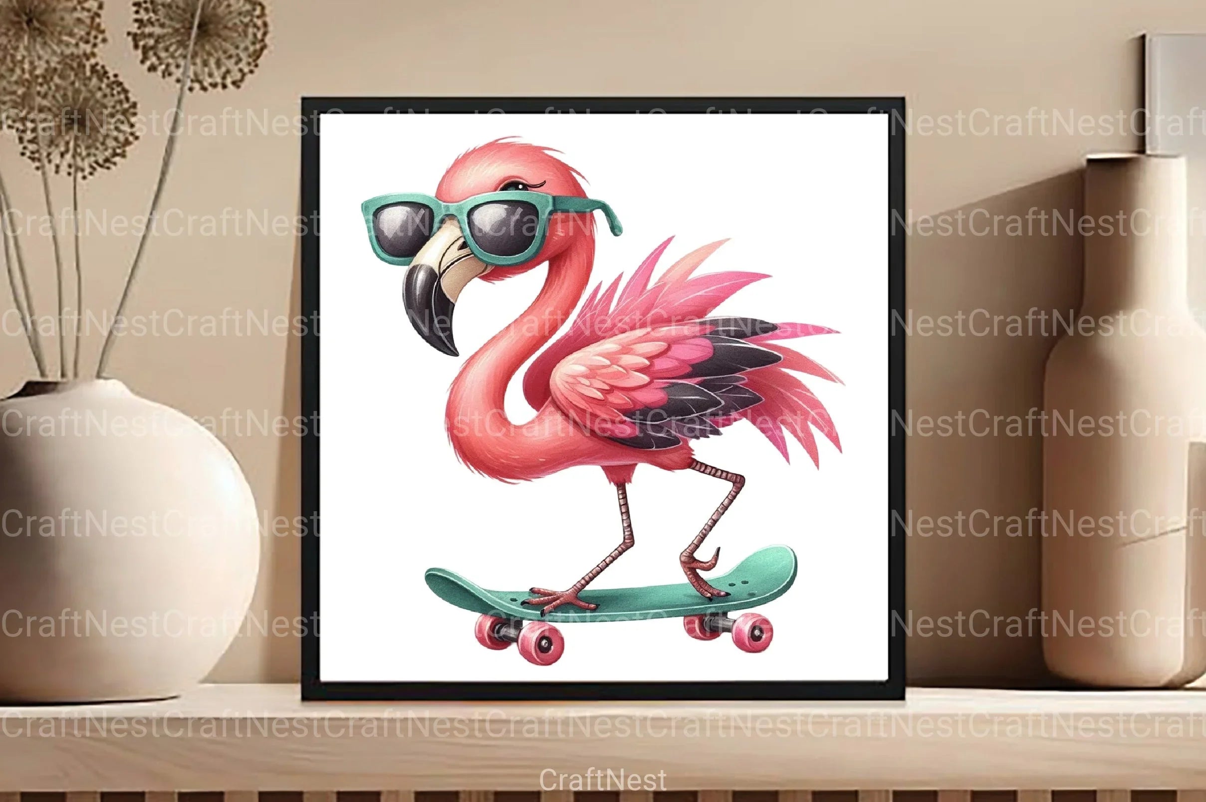 Cute Cartoon Sporty Flamingos Clipart Bundle 2 - CraftNest - Digital Crafting and Art