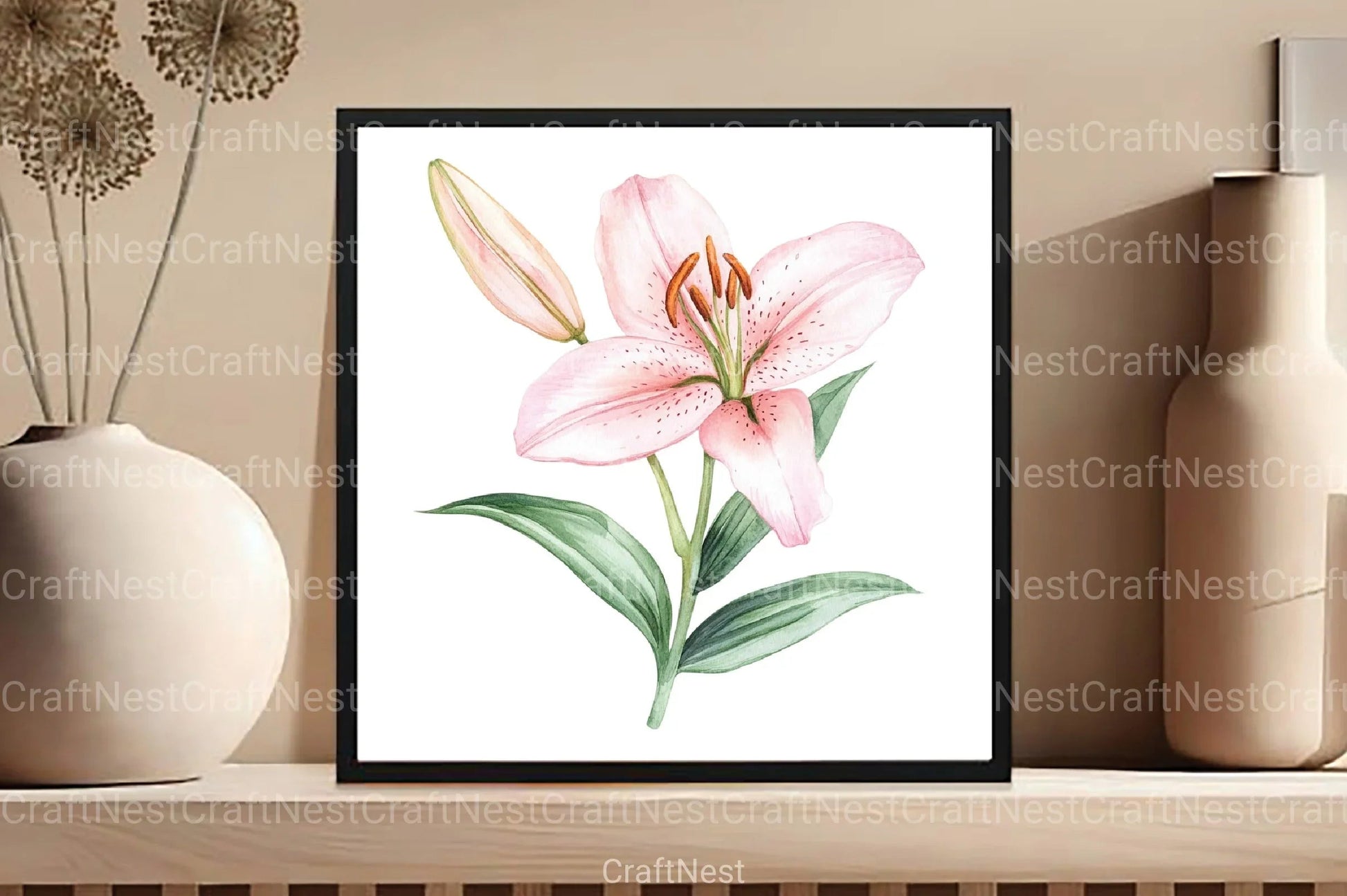 Lily Flower Boho Clipart Bundle - CraftNest - Digital Crafting and Art