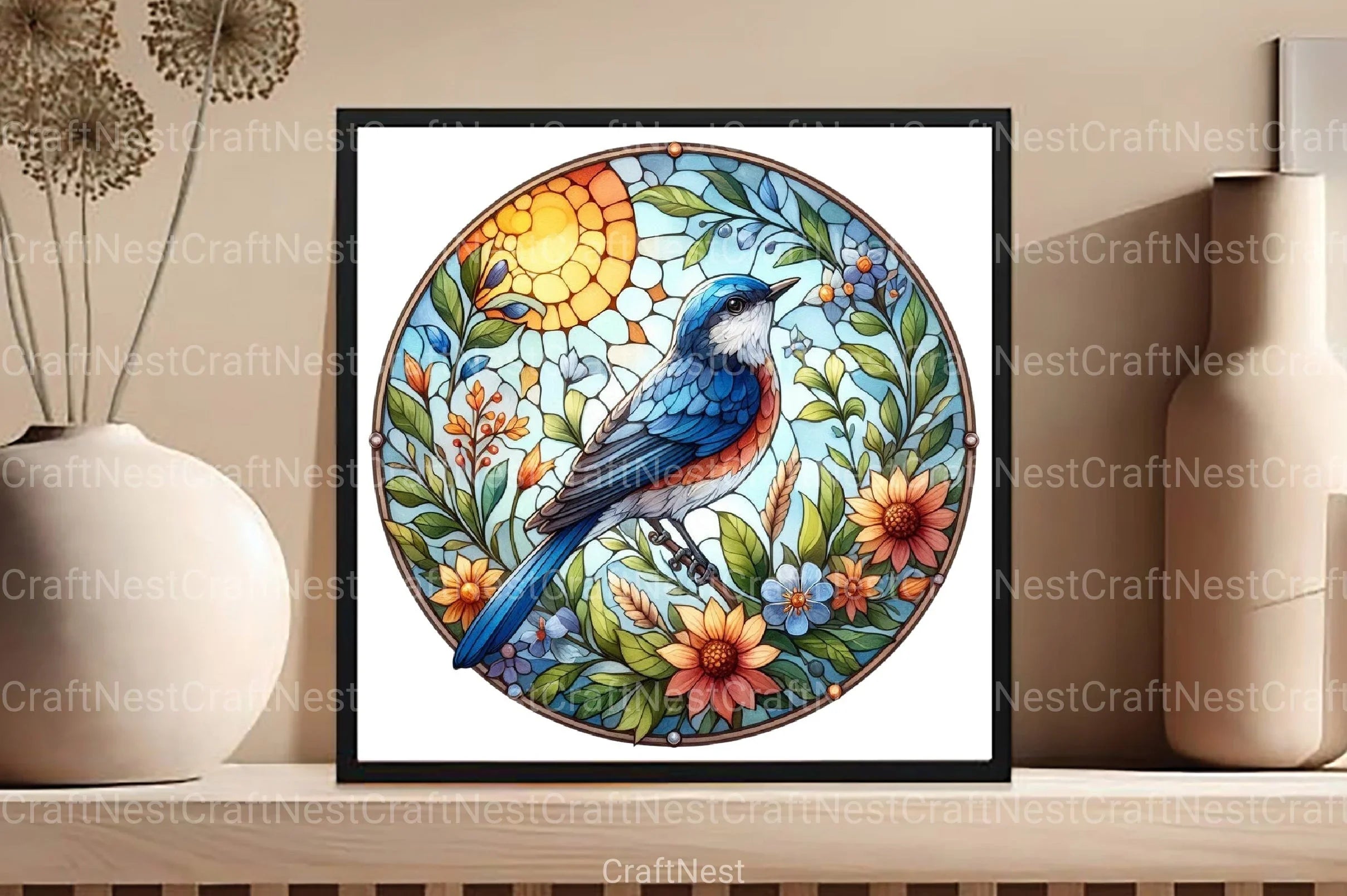 Stained Glass Summer Bird Clipart Bundle - CraftNest - Digital Crafting and Art