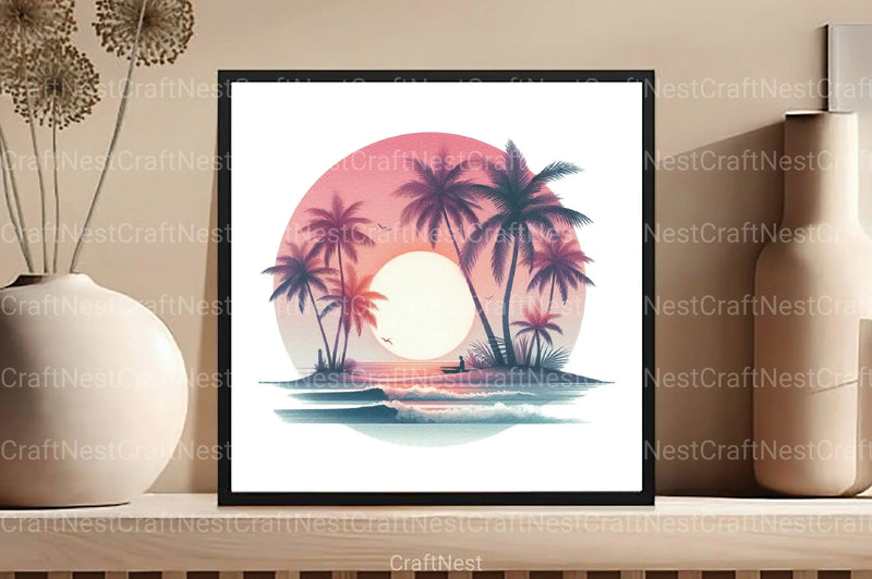 Retro Summer Beach Clipart Bundle 2 - CraftNest - Digital Crafting and Art
