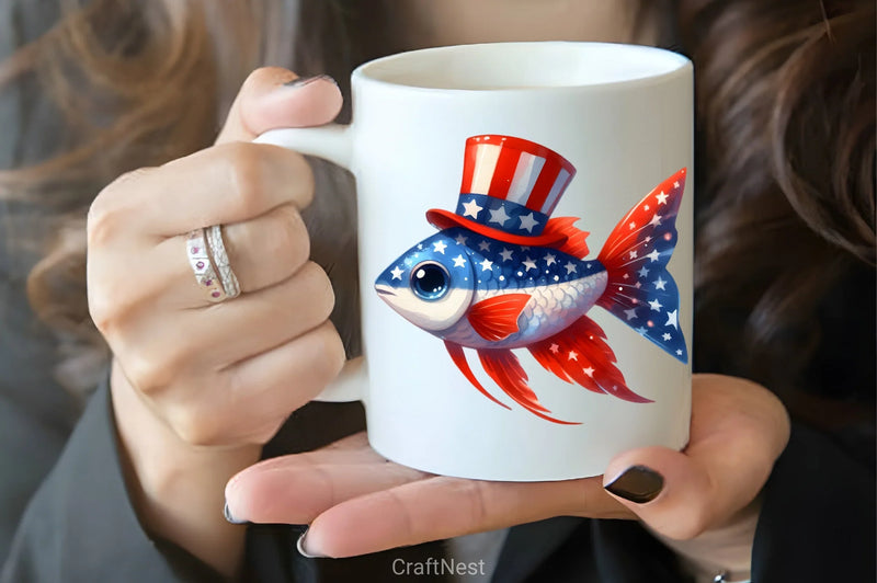 Patriotic Fish Clipart Bundle - CraftNest - Digital Crafting and Art