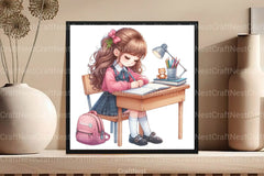 Whimsical School Girl Clipart Bundle - CraftNest - Digital Crafting and Art