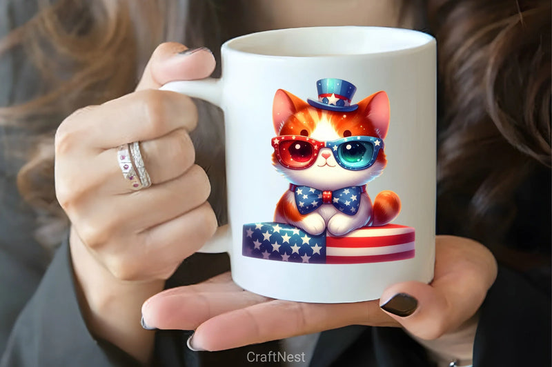 4th of July Cat Clipart Bundle - CraftNest - Digital Crafting and Art