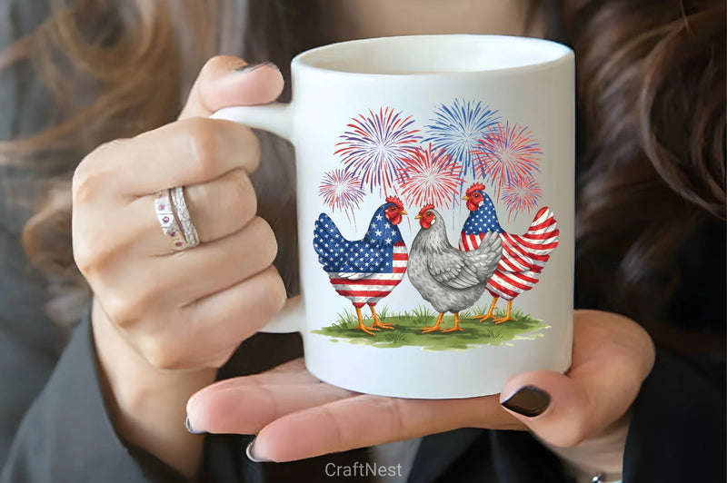 4th of July Chicken Clipart Bundle - CraftNest - Digital Crafting and Art