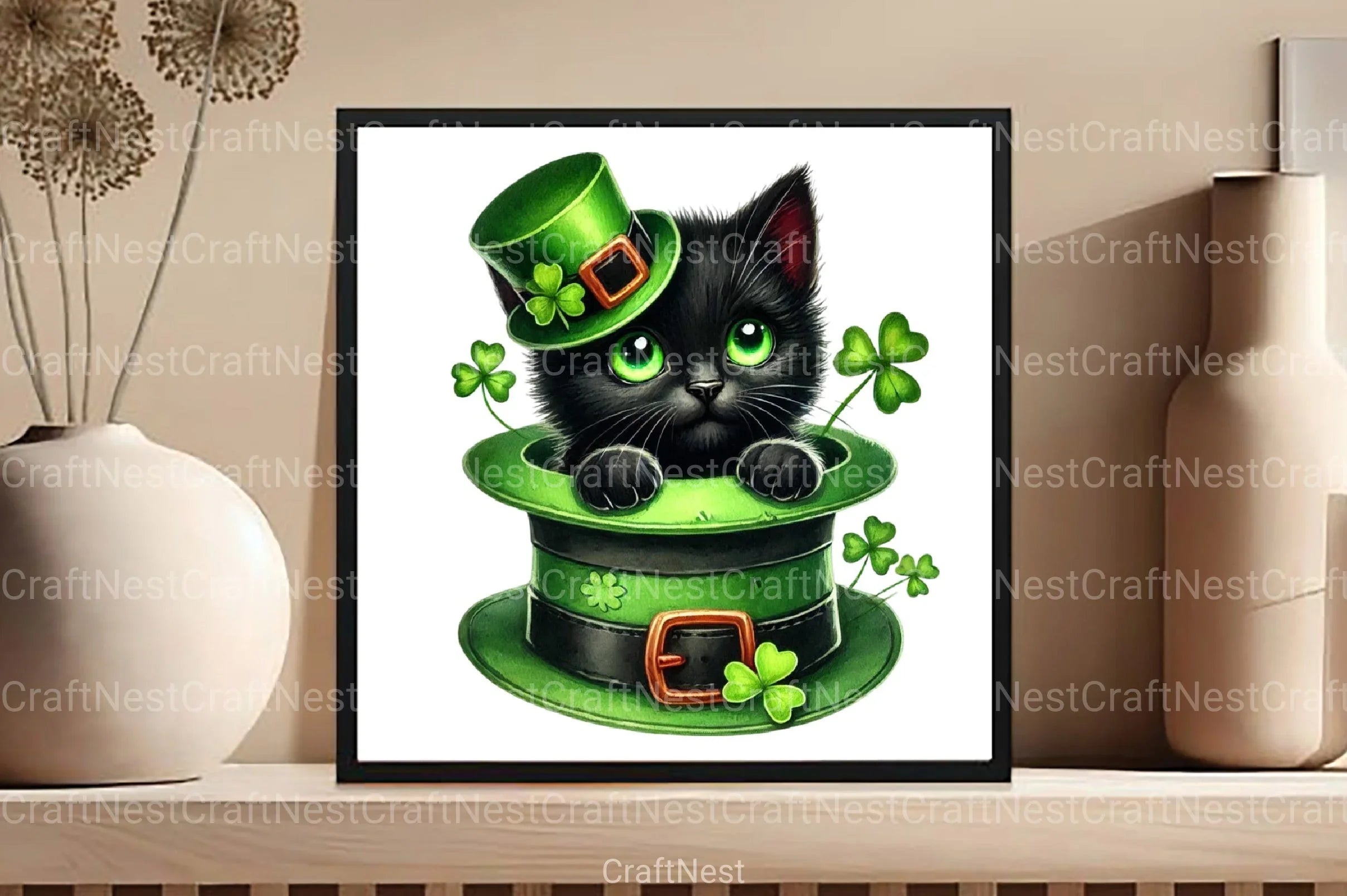 St. Patrick's Day Cat Peeking Hat Clipart Bundle - CraftNest - Digital Crafting and Art