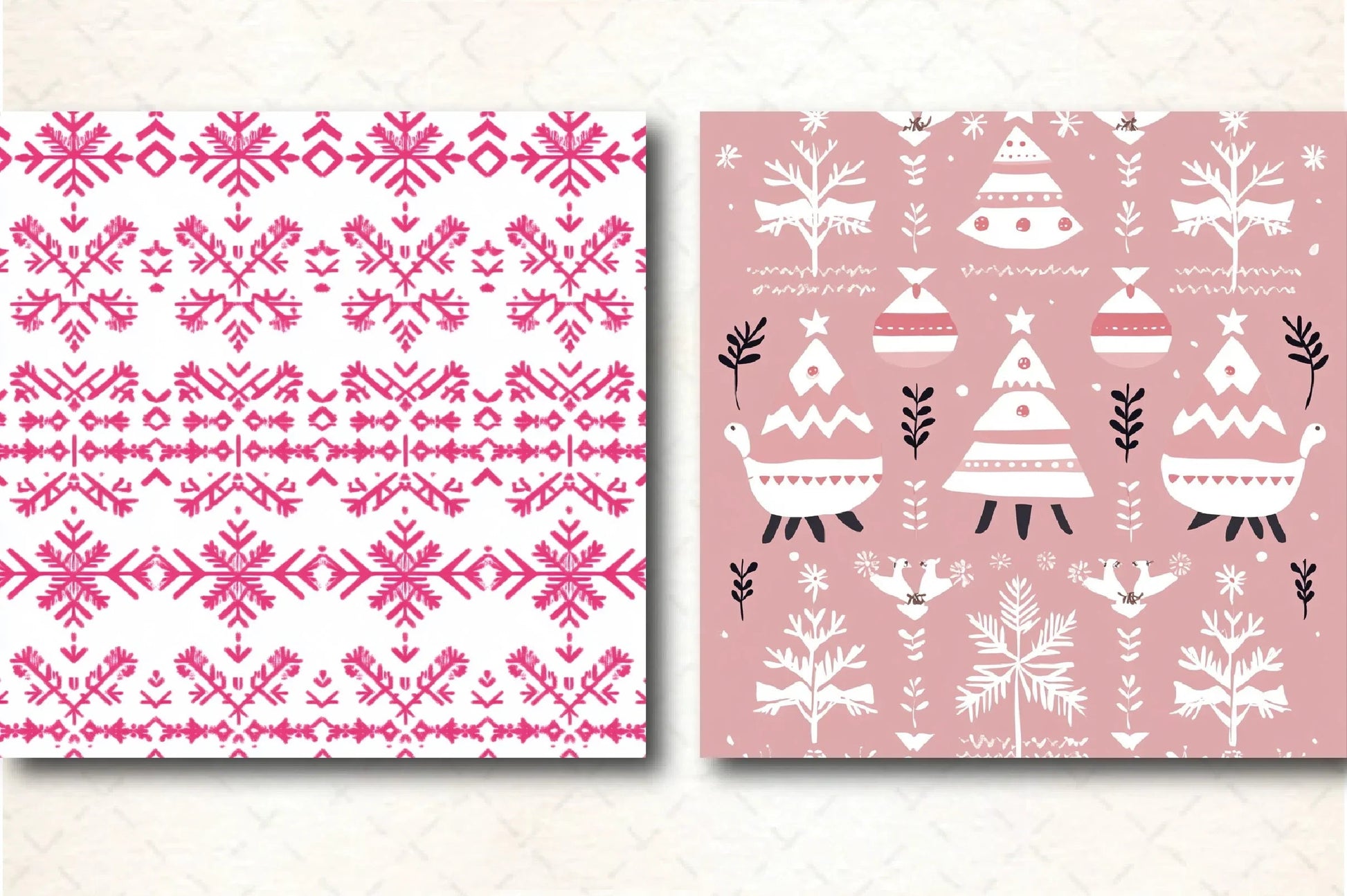 Pink Scandinavian Christmas Patterns Clipart Bundle - CraftNest - Digital Crafting and Art