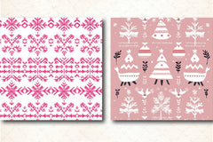 Pink Scandinavian Christmas Patterns Clipart Bundle - CraftNest - Digital Crafting and Art