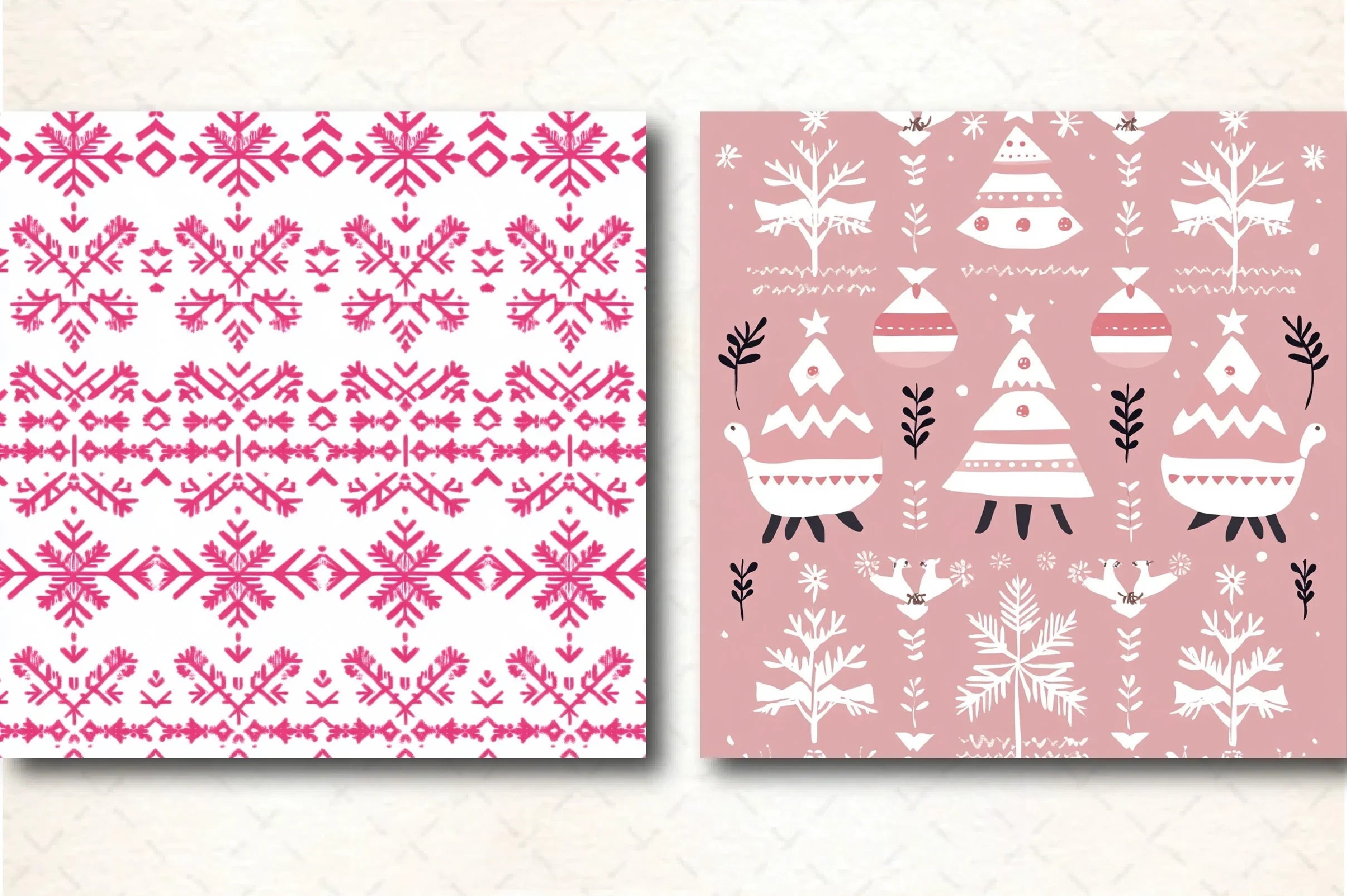 Pink Scandinavian Christmas Patterns Clipart Bundle - CraftNest - Digital Crafting and Art