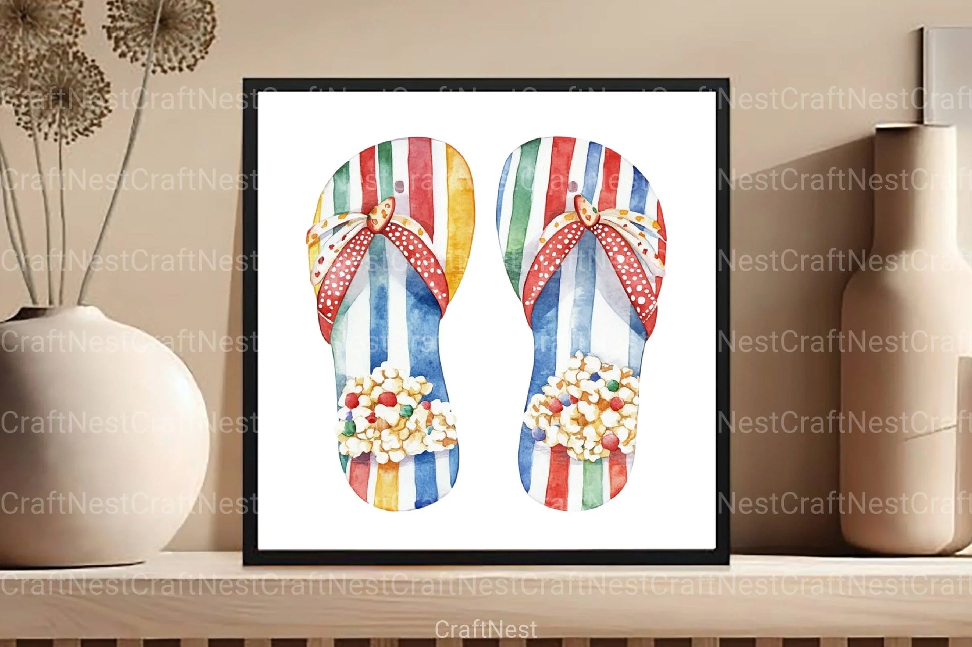 Retro Summer Flip Flops Clipart Bundle 77 - CraftNest - Digital Crafting and Art