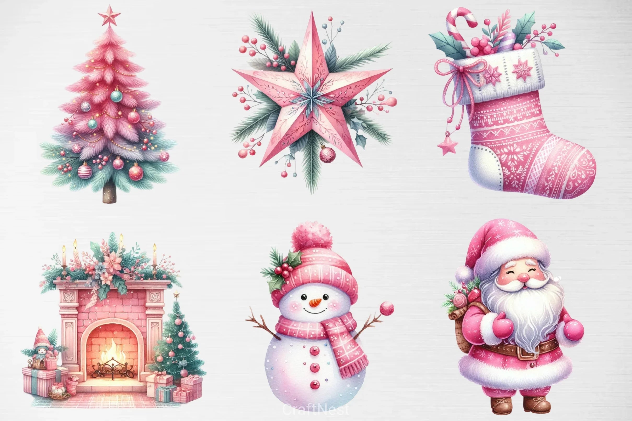 Pink Christmas Clipart Bundle 25 - CraftNest - Digital Crafting and Art