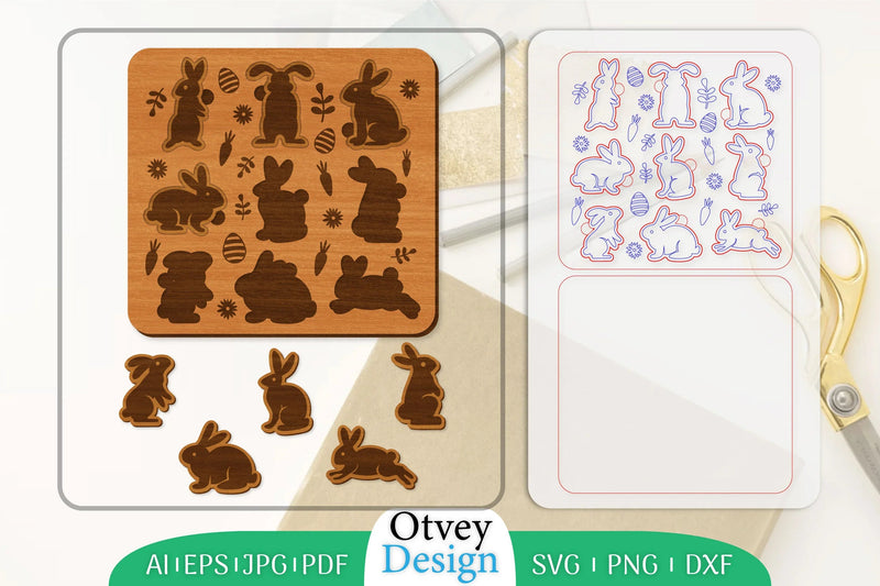 Kids Bunny Puzzles SVG Bundle - CraftNest - Digital Crafting and Art