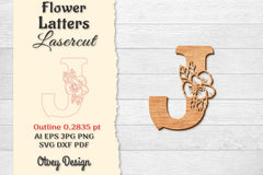 Flower Letters Laser Cut SVG Bundle 80 - CraftNest - Digital Crafting and Art