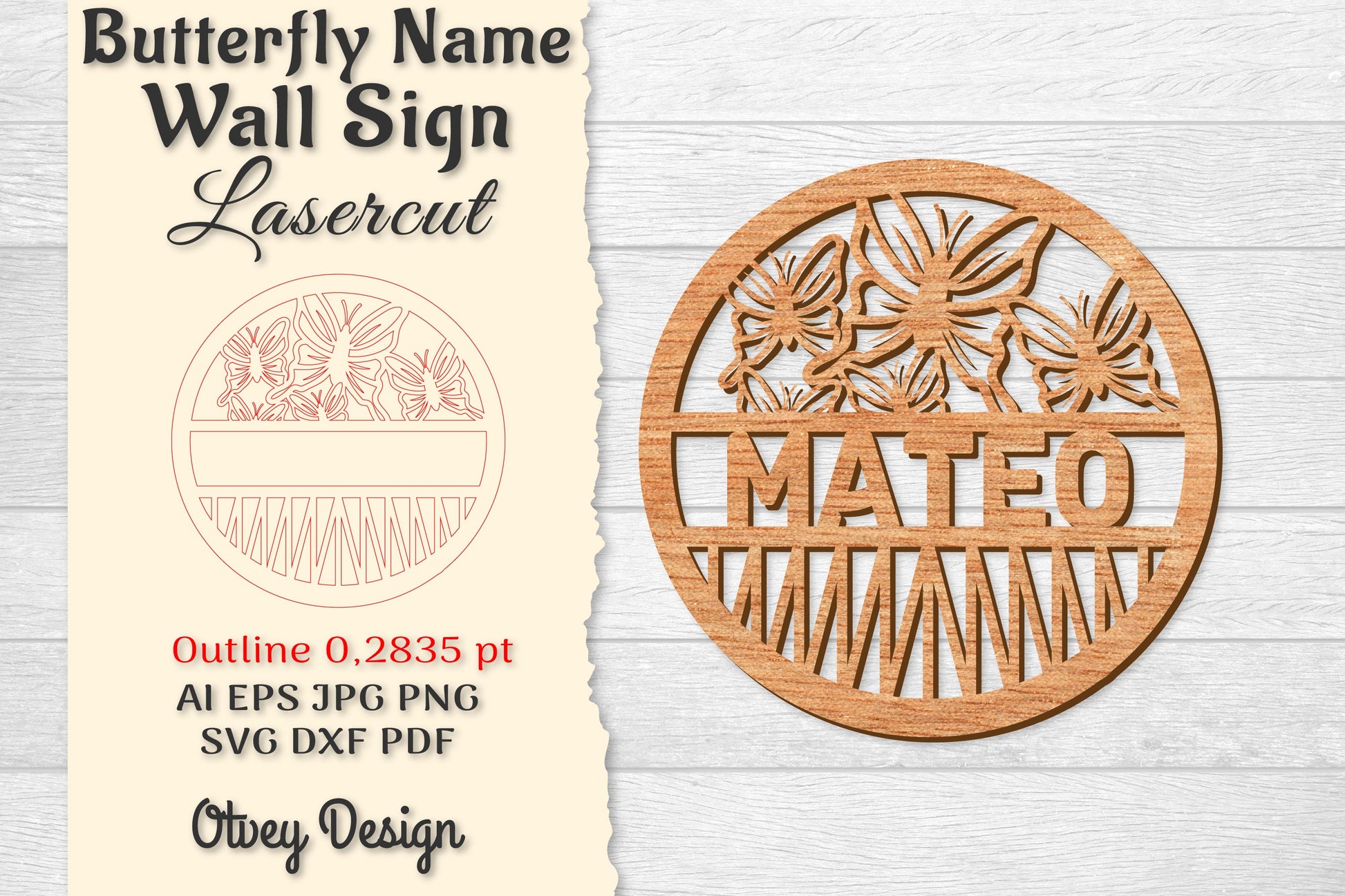 Butterfly Name Wall Art Sign SVG Bundle 10 - CraftNest - Digital Crafting and Art