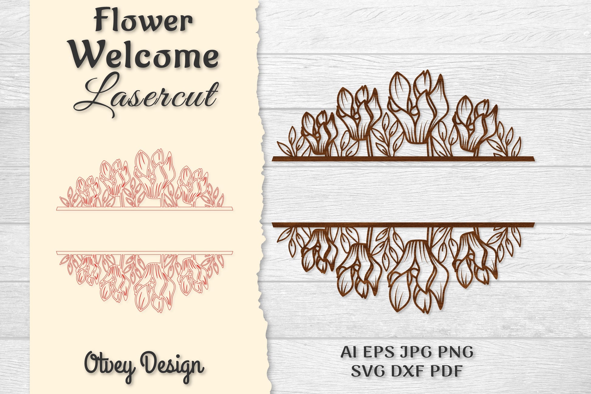 Flower Welcome Slip Lasercut SVG Bundle 10 - CraftNest - Digital Crafting and Art