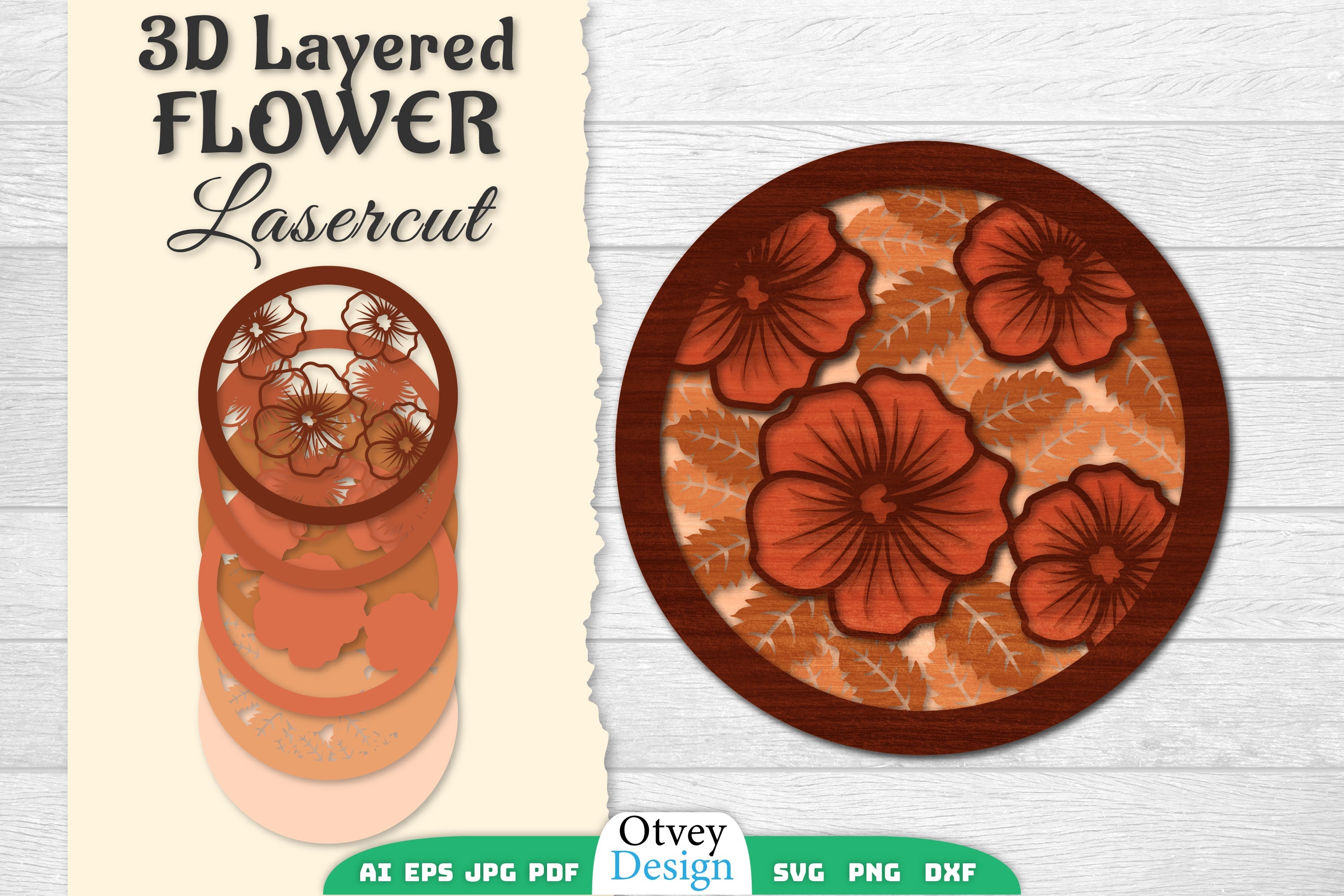 3D Layered Flower Lasercut SVG Bundle - CraftNest - Digital Crafting and Art