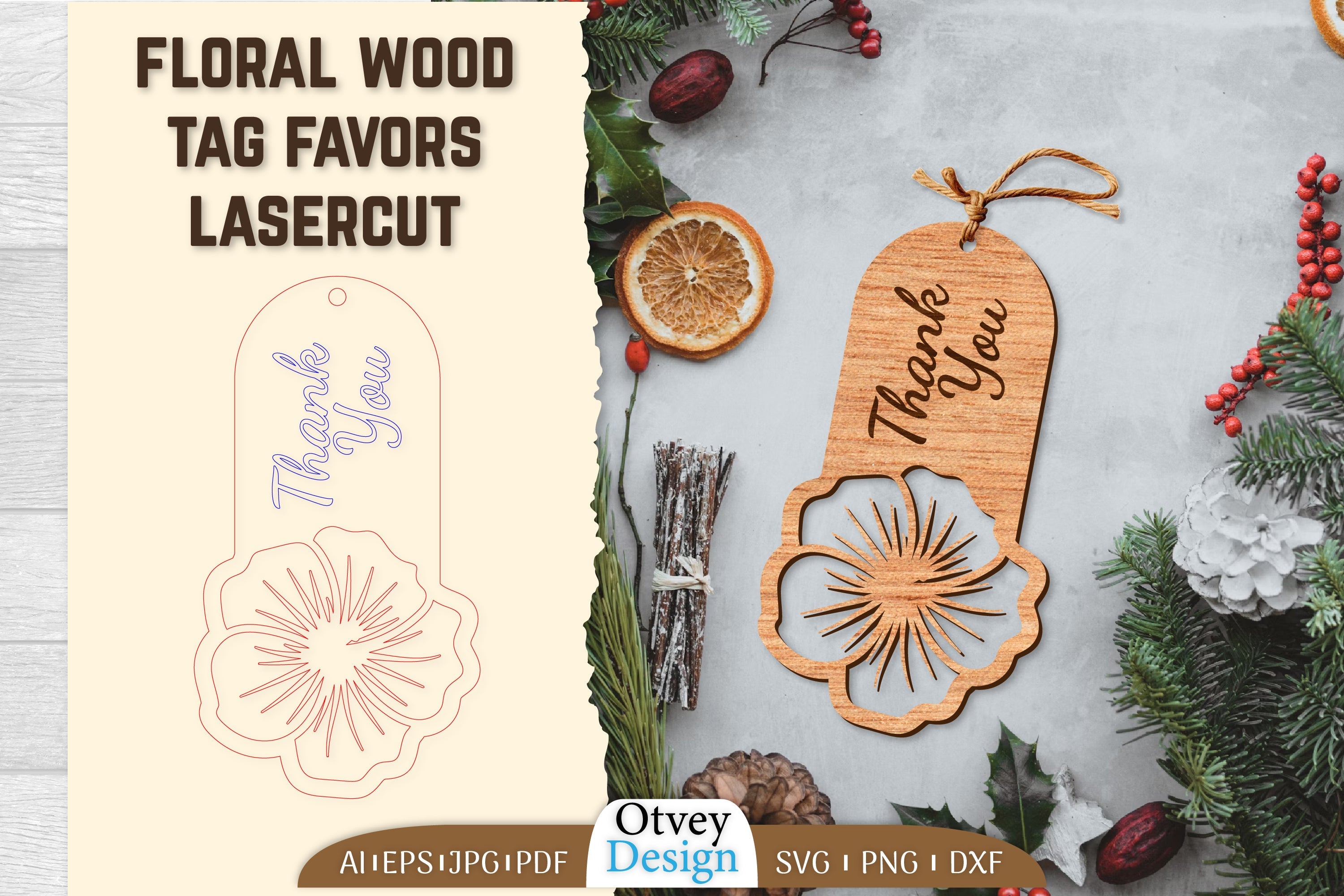 Floral Wood Tag Favors Lasercut SVG Bundle 10 - CraftNest - Digital Crafting and Art