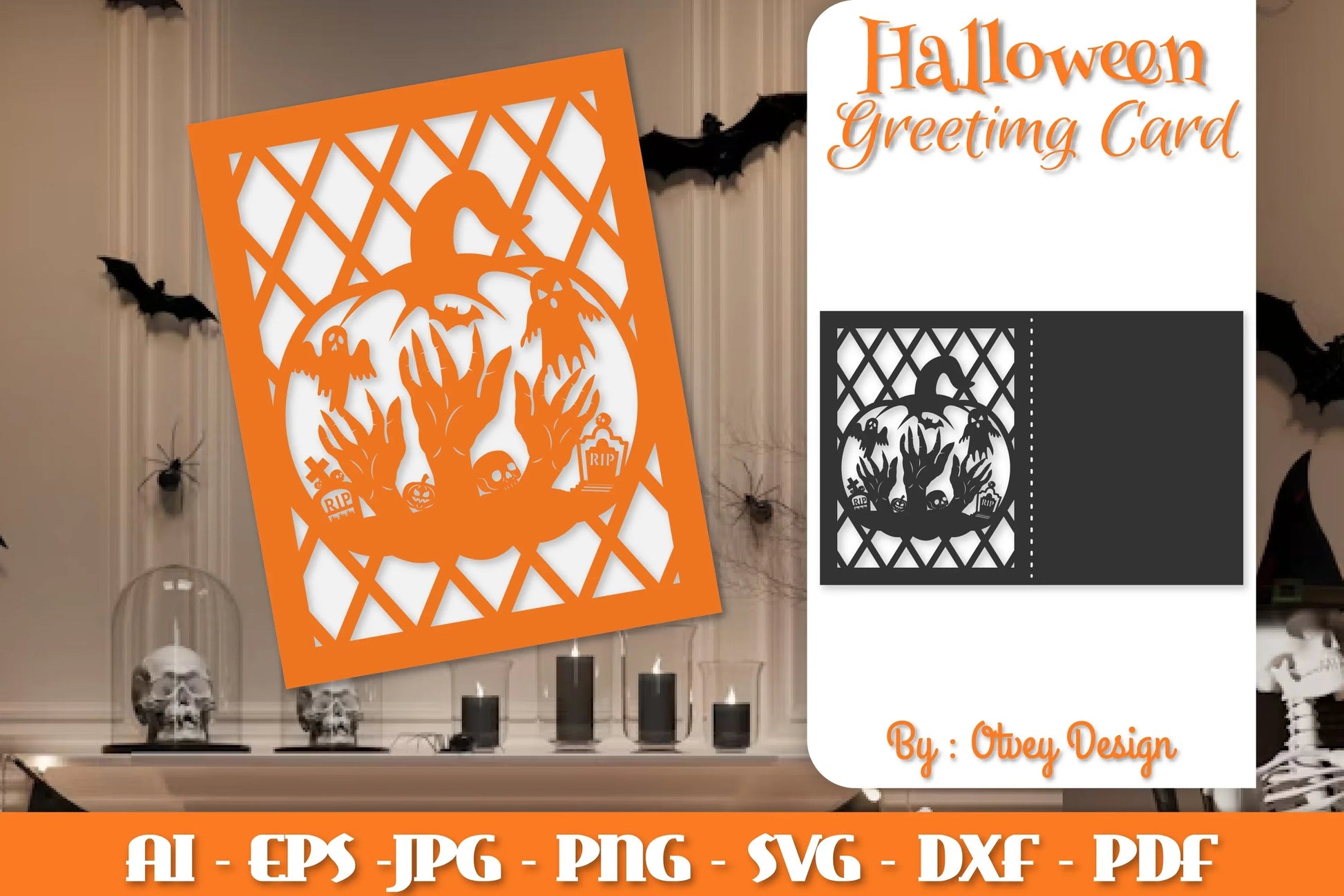 Halloween Pumpkin Scene Greeting Card SVG Bundle - CraftNest - Digital Crafting and Art