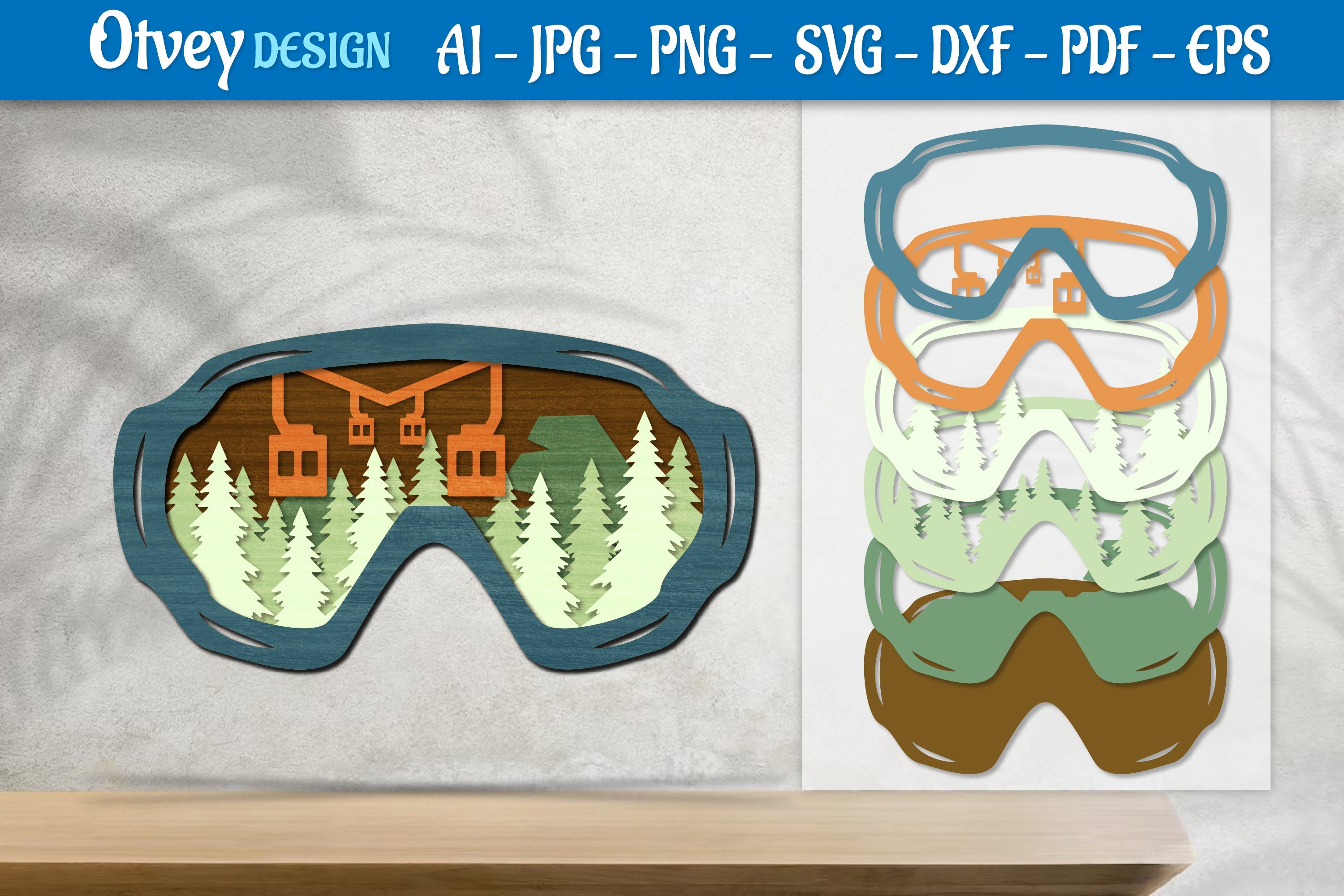 Mountain Scene Goggles Layered Lasercut SVG Bundle 2 - CraftNest - Digital Crafting and Art