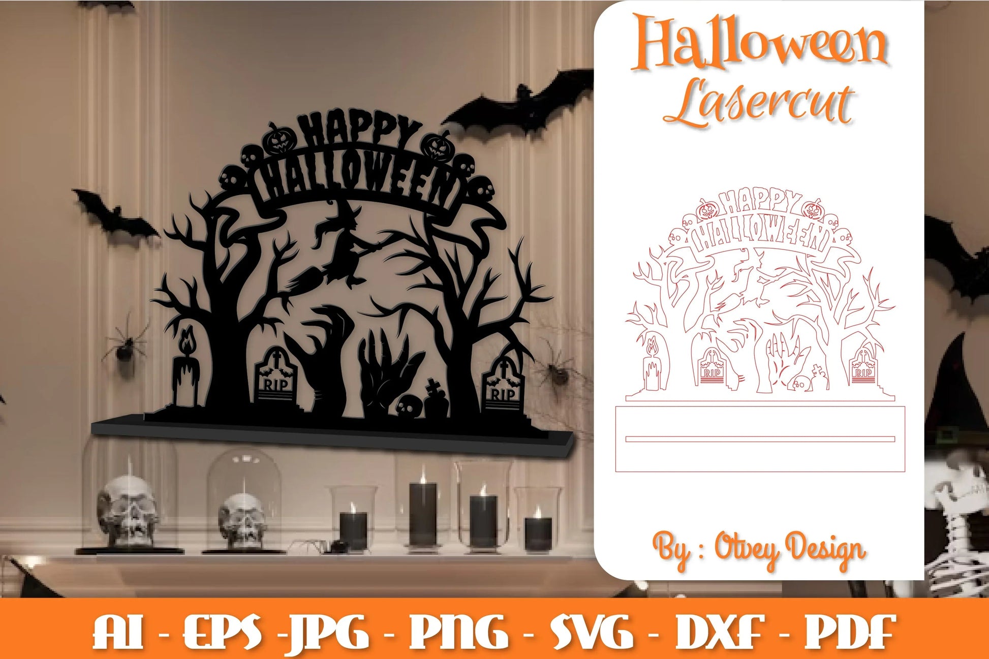 Halloween Decorations Lasercut SVG Bundle - CraftNest - Digital Crafting and Art