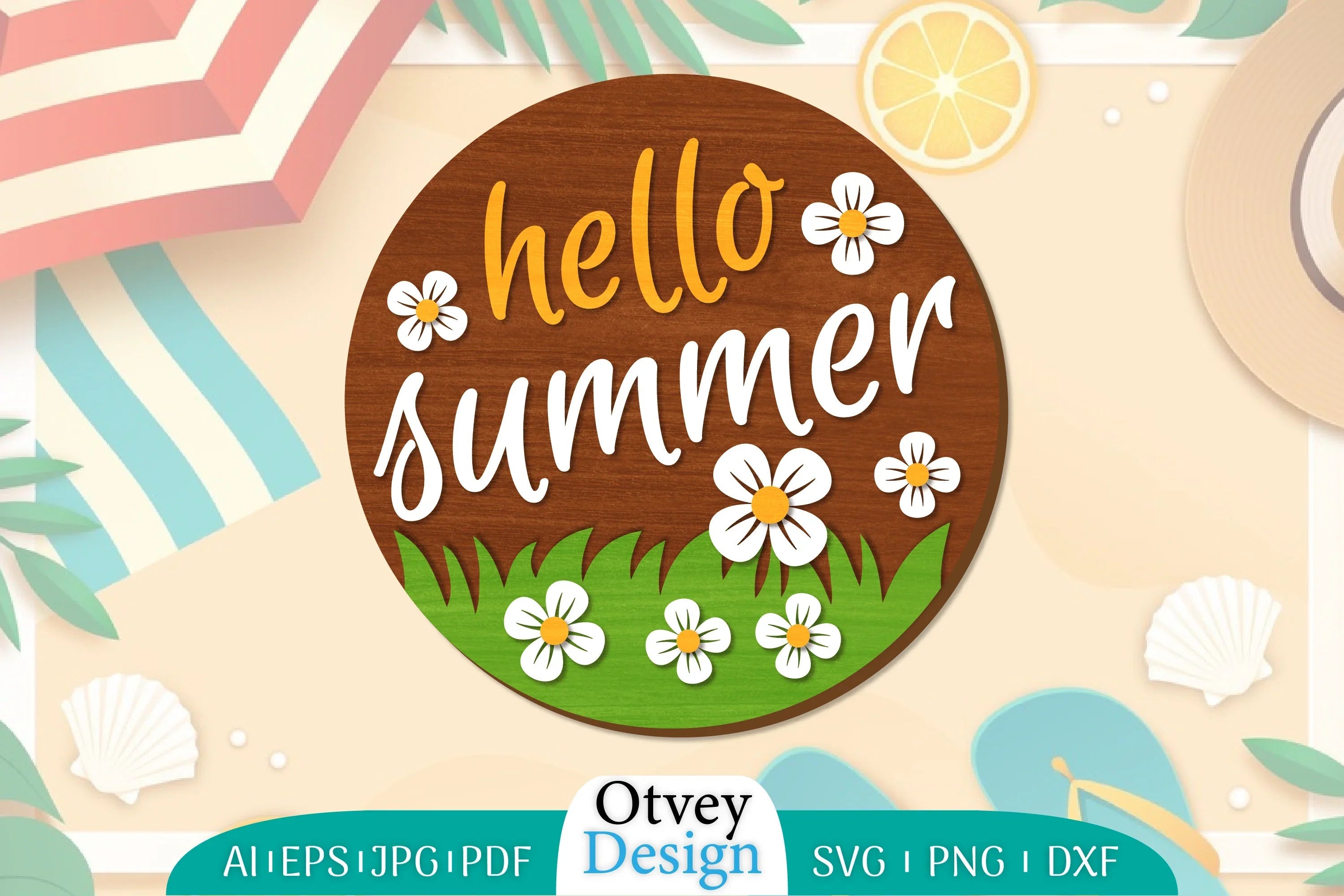 Summer Round Door Hanger SVG Bundle 2 - CraftNest - Digital Crafting and Art