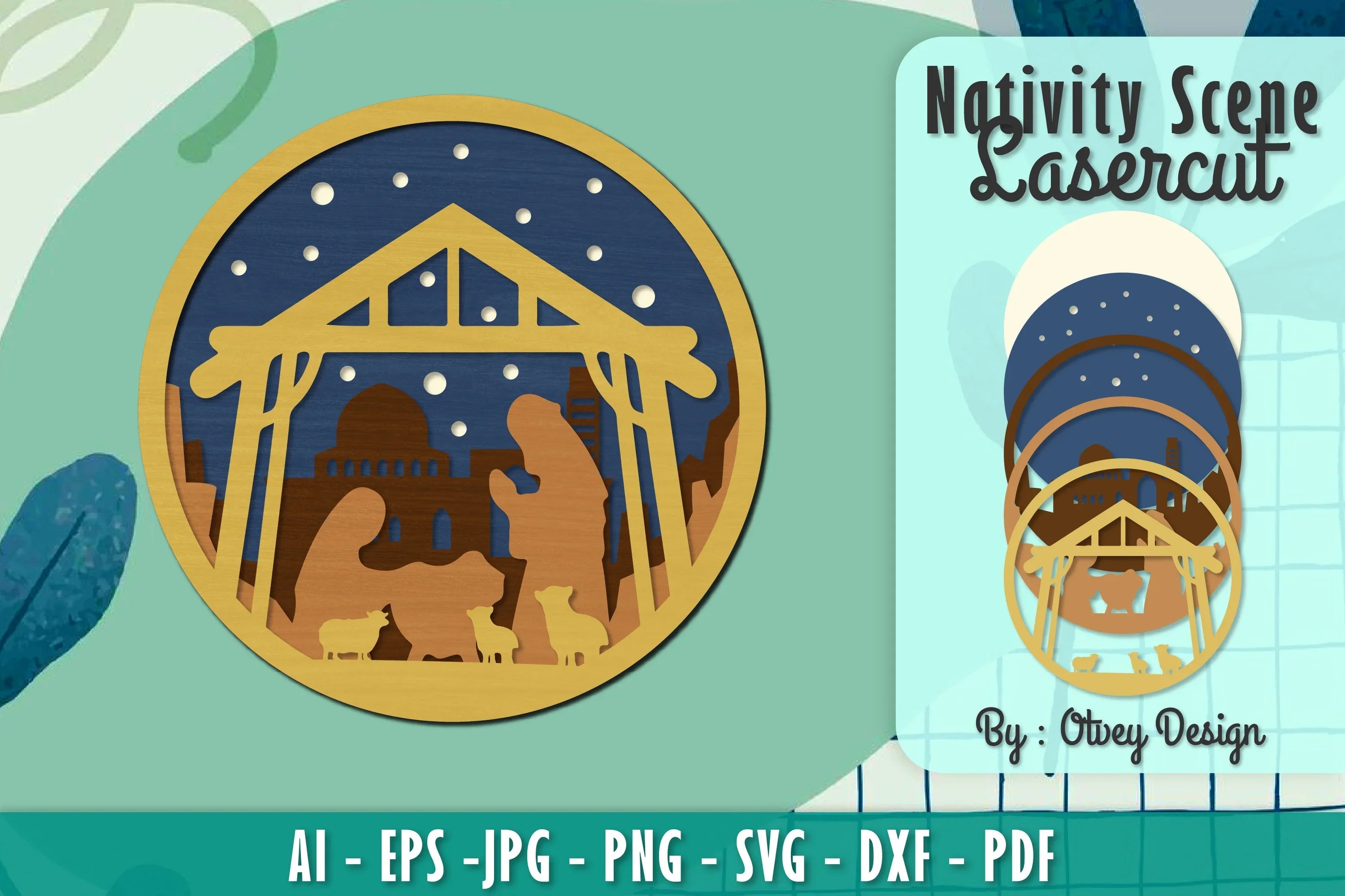 Nativity Scene Religious Christmas Layered Papercut Lasercut SVG Bundle - CraftNest - Digital Crafting and Art