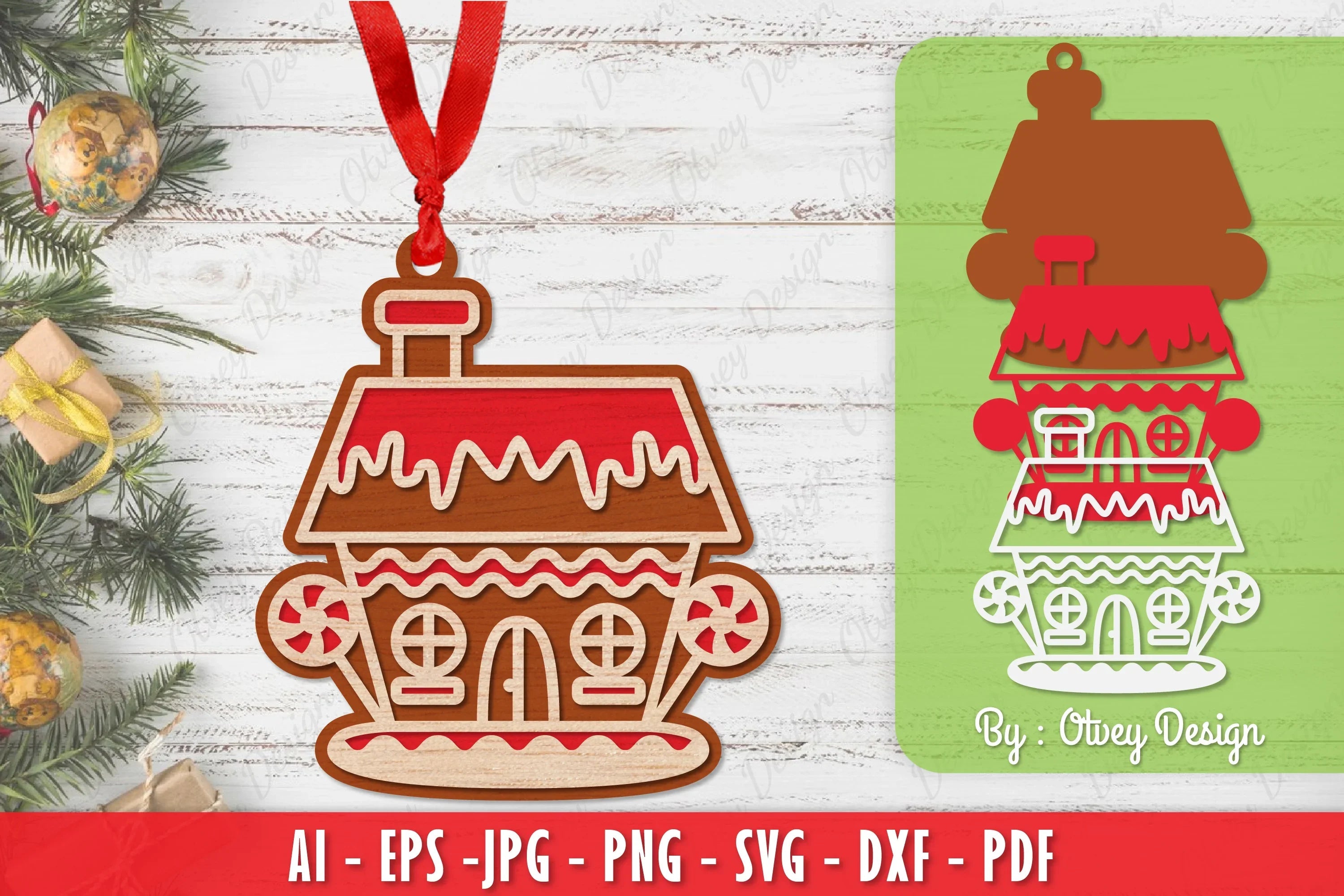 Ornament Gingerbread House Laser Cut SVG Bundle 2 - CraftNest - Digital Crafting and Art