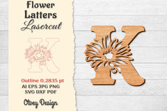 Flower Letters Laser Cut SVG Bundle 9 - CraftNest - Digital Crafting and Art