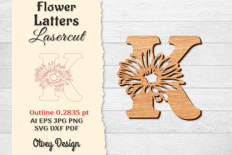 Flower Letters Laser Cut SVG Bundle 9 - CraftNest - Digital Crafting and Art