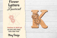 Flower Letters Laser Cut File SVG Bundle 73 - CraftNest - Digital Crafting and Art