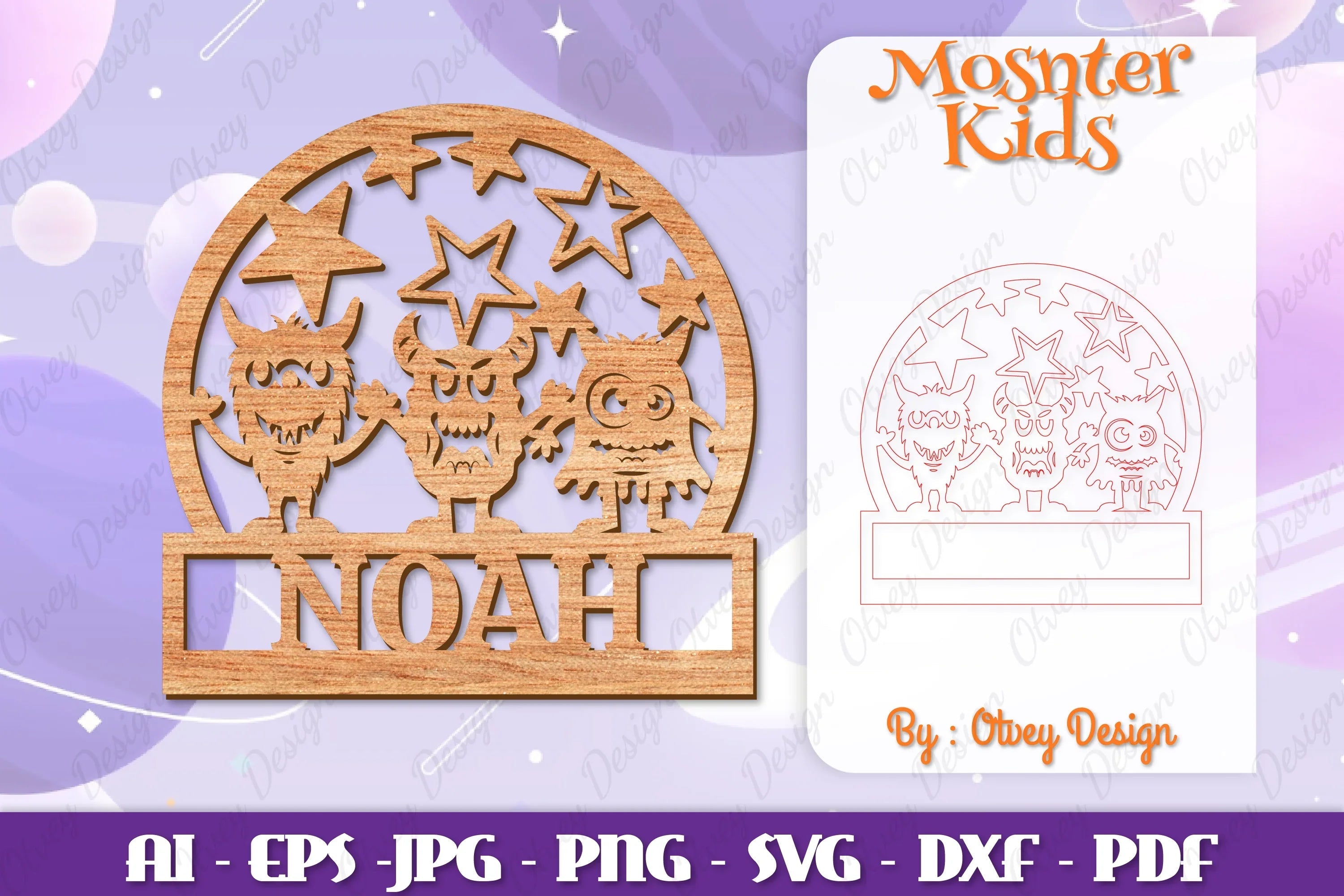Monsters Kids Name Sign Lasercut SVG Bundle 11 - CraftNest - Digital Crafting and Art