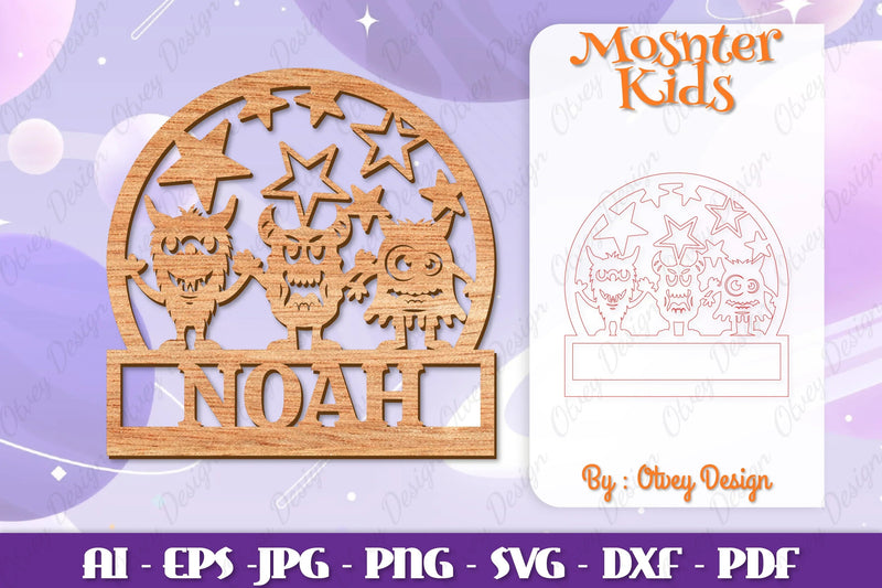 Monsters Kids Name Sign Lasercut SVG Bundle 11 - CraftNest - Digital Crafting and Art