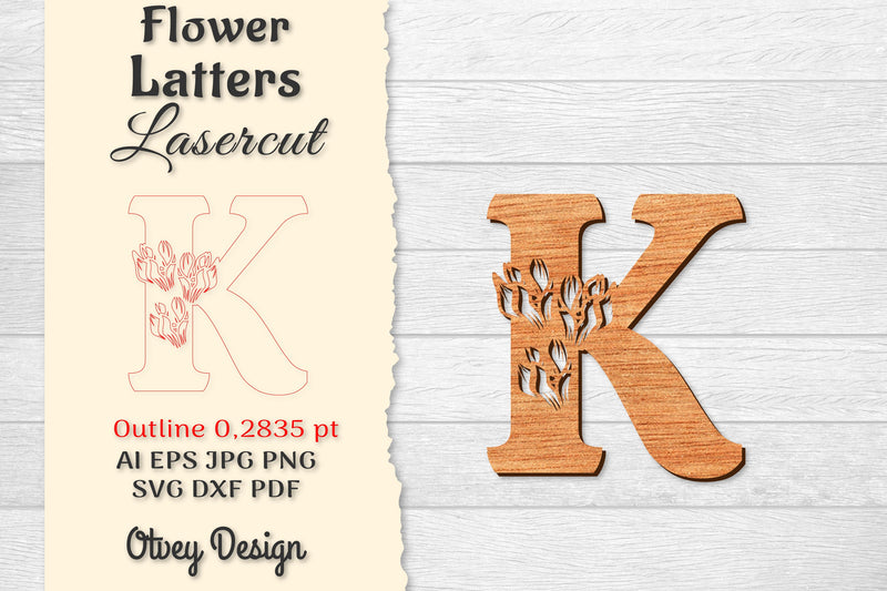 Flower Letters Laser Cut SVG Bundle 112 - CraftNest - Digital Crafting and Art