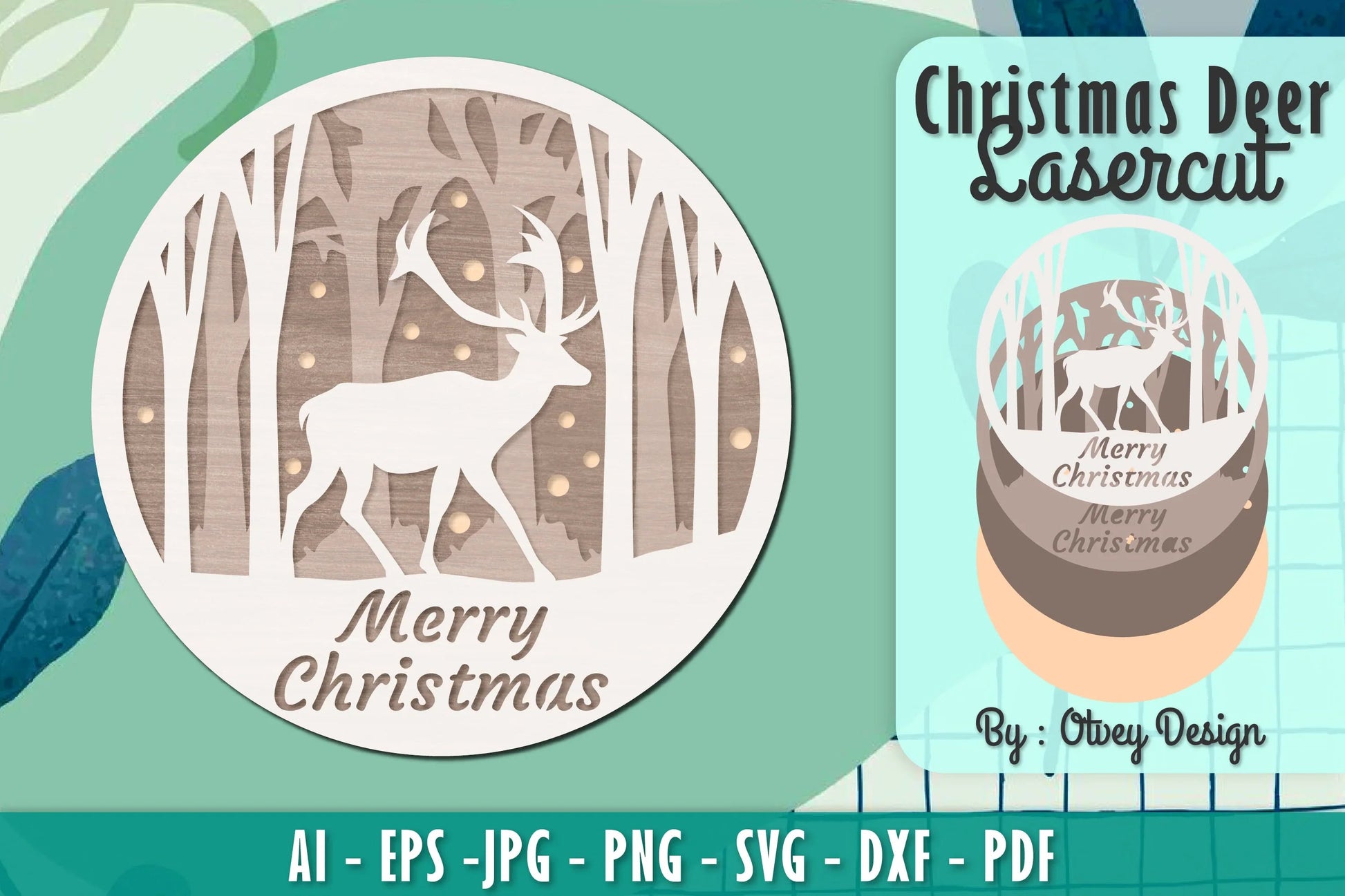 Merry Christmas Deer SVG Bundle 3 - CraftNest - Digital Crafting and Art