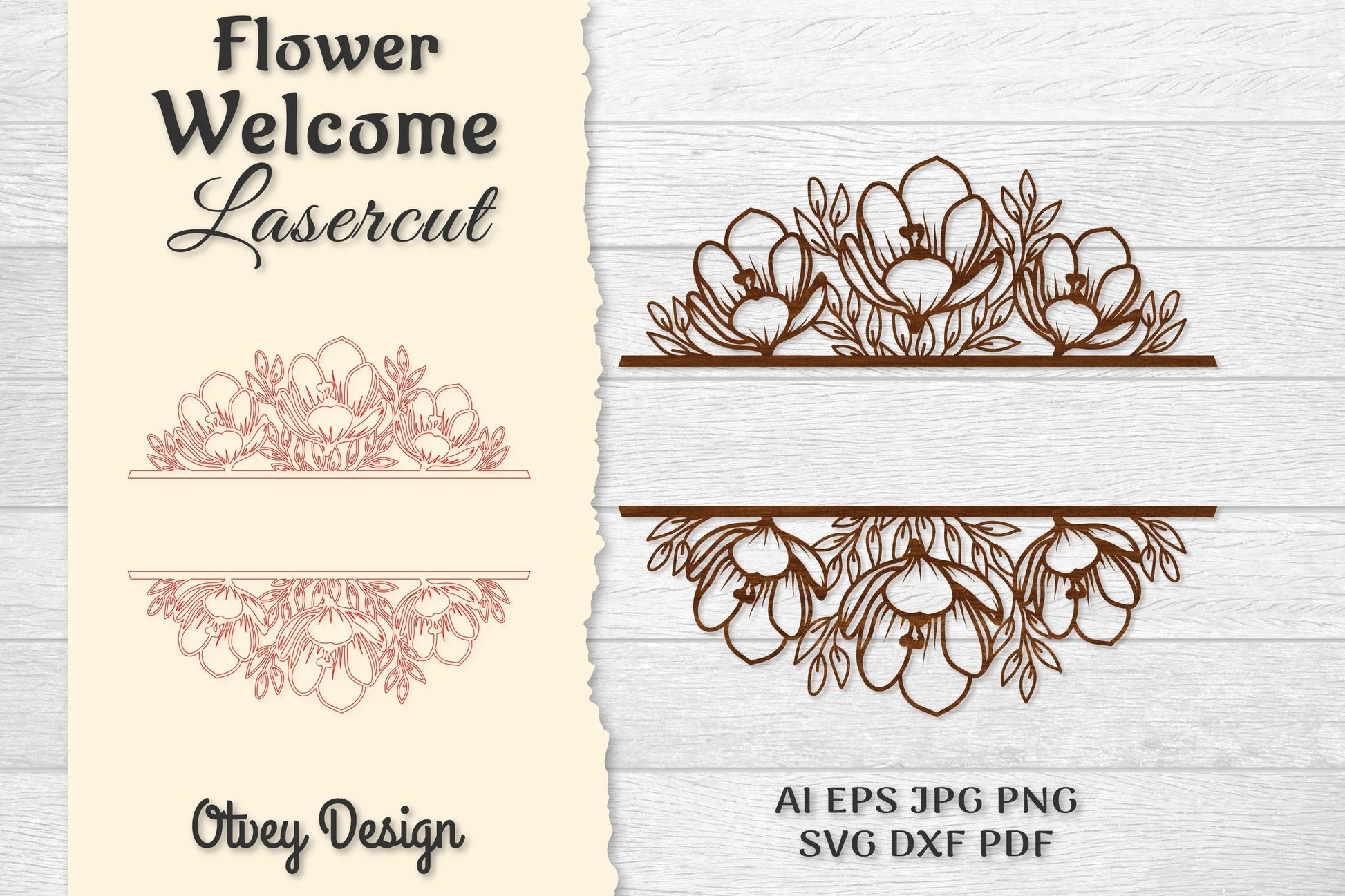 Flower Welcome Slip Lasercut SVG Bundle 11 - CraftNest - Digital Crafting and Art