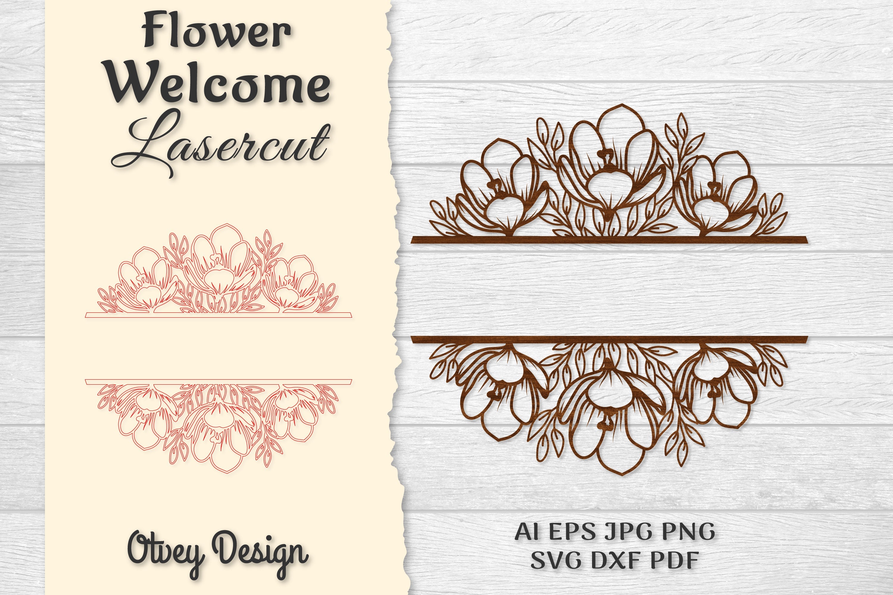 Flower Welcome Slip Lasercut SVG Bundle 11 - CraftNest - Digital Crafting and Art