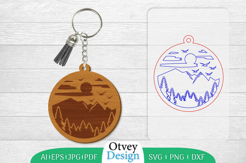 Keychain Sunset Mountain Lasercut SVG Bundle 3 - CraftNest - Digital Crafting and Art