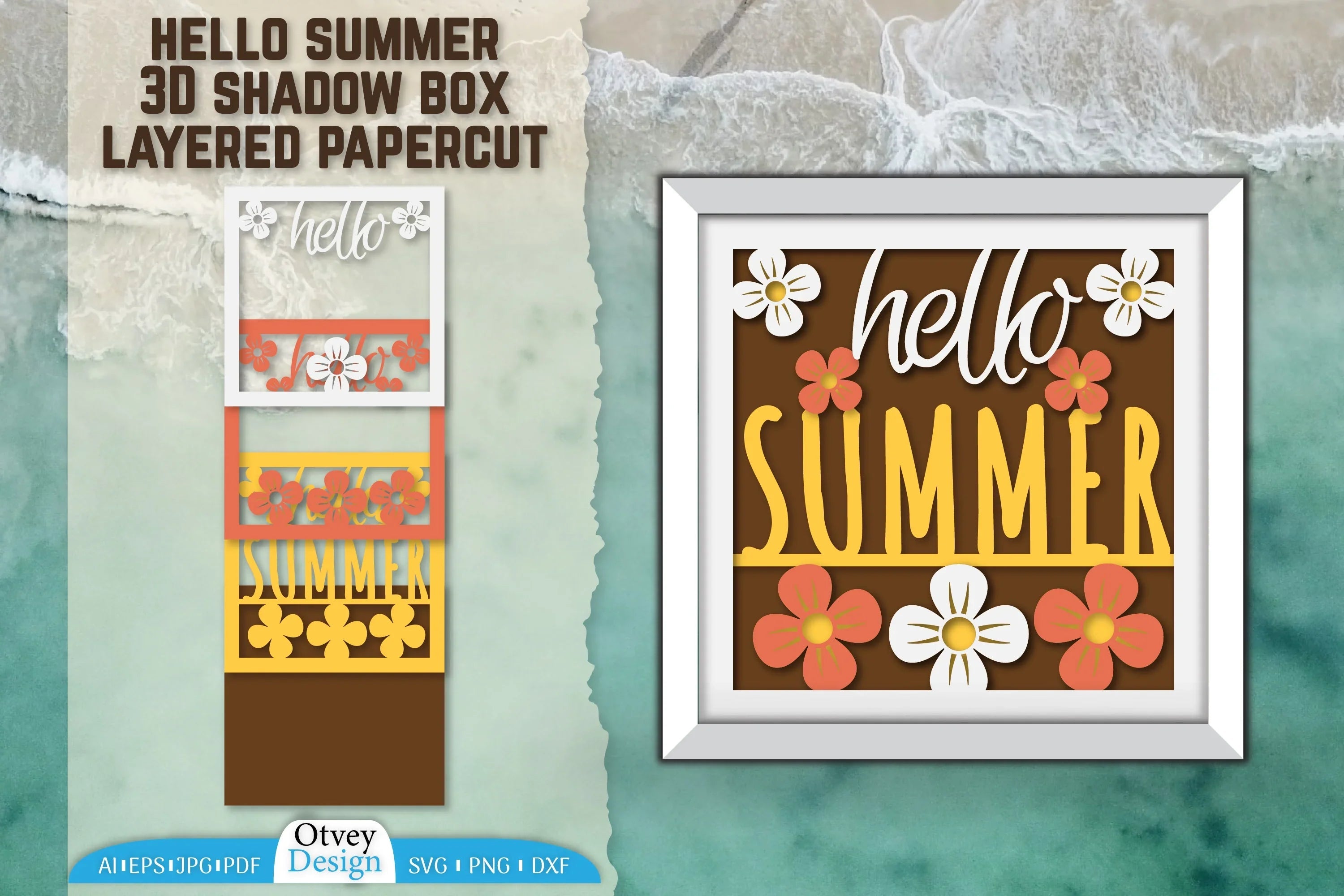 Hello Summer 3D Shadow Box Papercut SVG Bundle 2 - CraftNest - Digital Crafting and Art