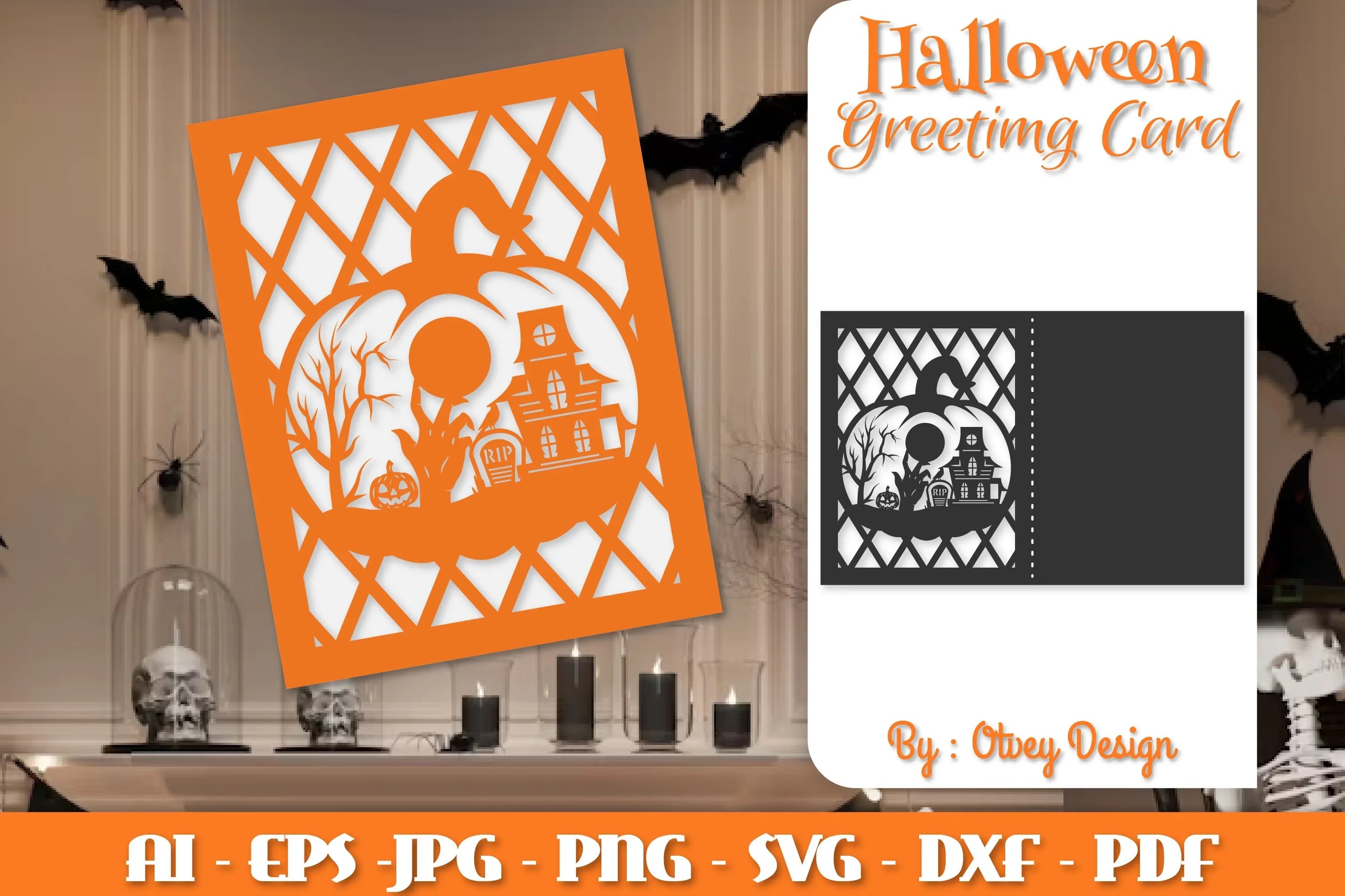 Greeting Card Halloween Pumpkin Scene SVG Bundle - CraftNest - Digital Crafting and Art