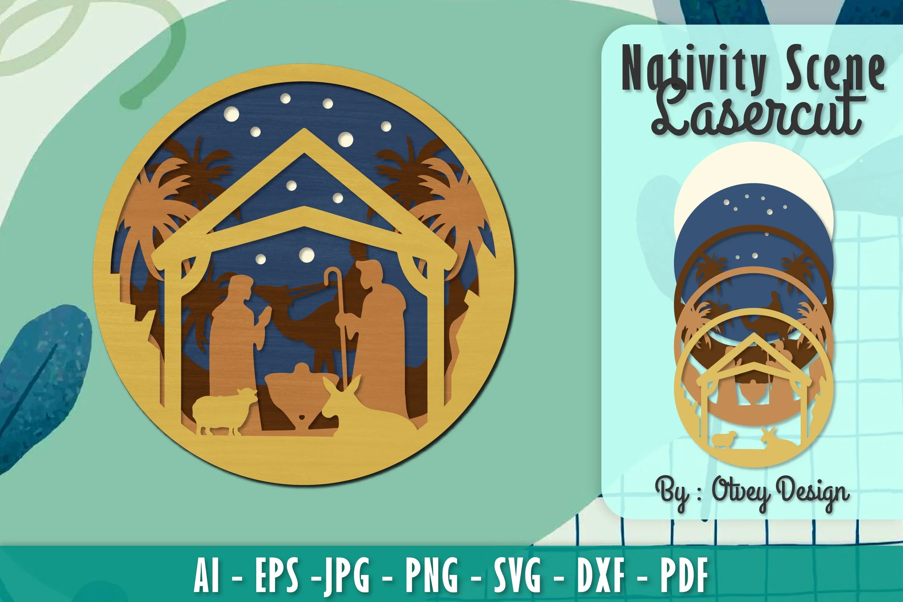 Nativity Scene Religious Christmas Layered Papercut Lasercut SVG Bundle - CraftNest - Digital Crafting and Art