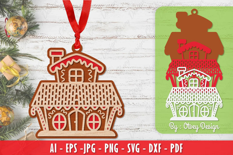 Ornament Gingerbread House Laser Cut SVG Bundle 3 - CraftNest - Digital Crafting and Art