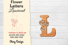 Flower Letters Laser Cut SVG Bundle113 - CraftNest - Digital Crafting and Art