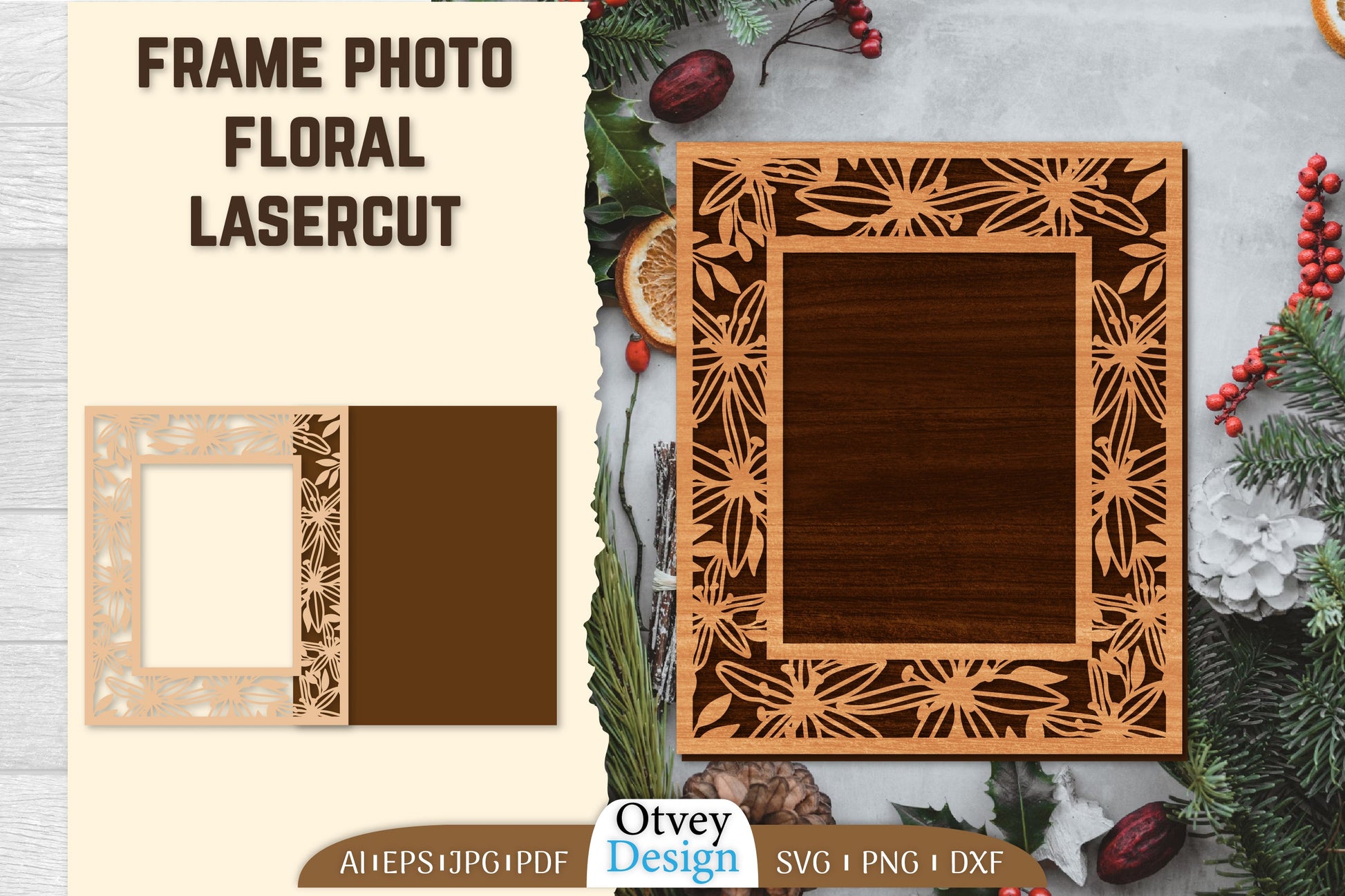 Floral Lasercut 2-Frame Photo SVG Bundle 6 - CraftNest - Digital Crafting and Art