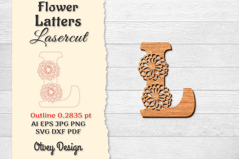 Flower Letters Laser Cut File SVG Bundle 21 - CraftNest - Digital Crafting and Art