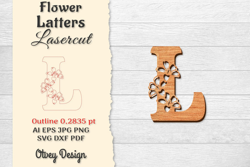 Flower Letters Laser Cut File SVG Bundle 125 - CraftNest - Digital Crafting and Art
