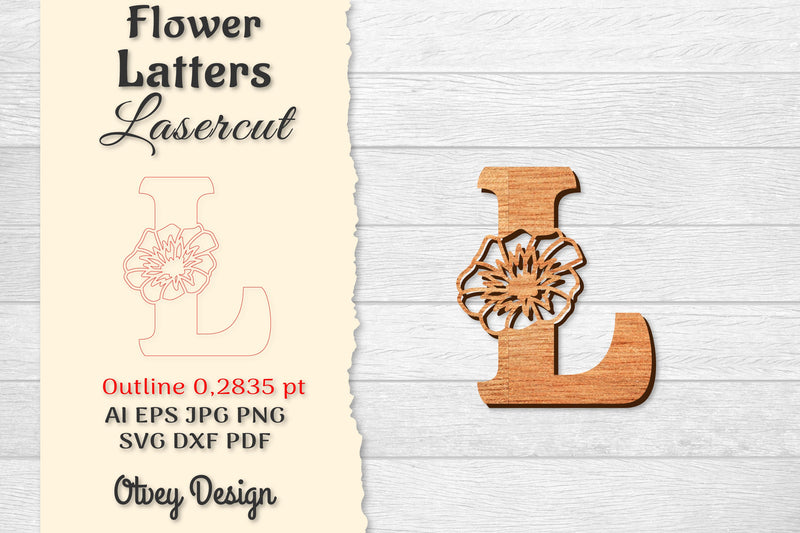 Flower Letters Laser Cut File SVG Bundle 8 - CraftNest - Digital Crafting and Art