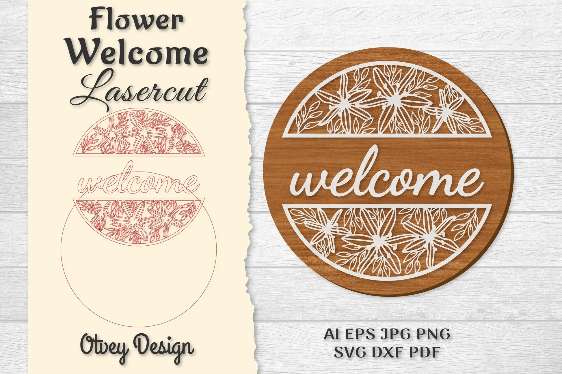 Flower Welcome Lasercut SVG Bundle 1211 - CraftNest - Digital Crafting and Art