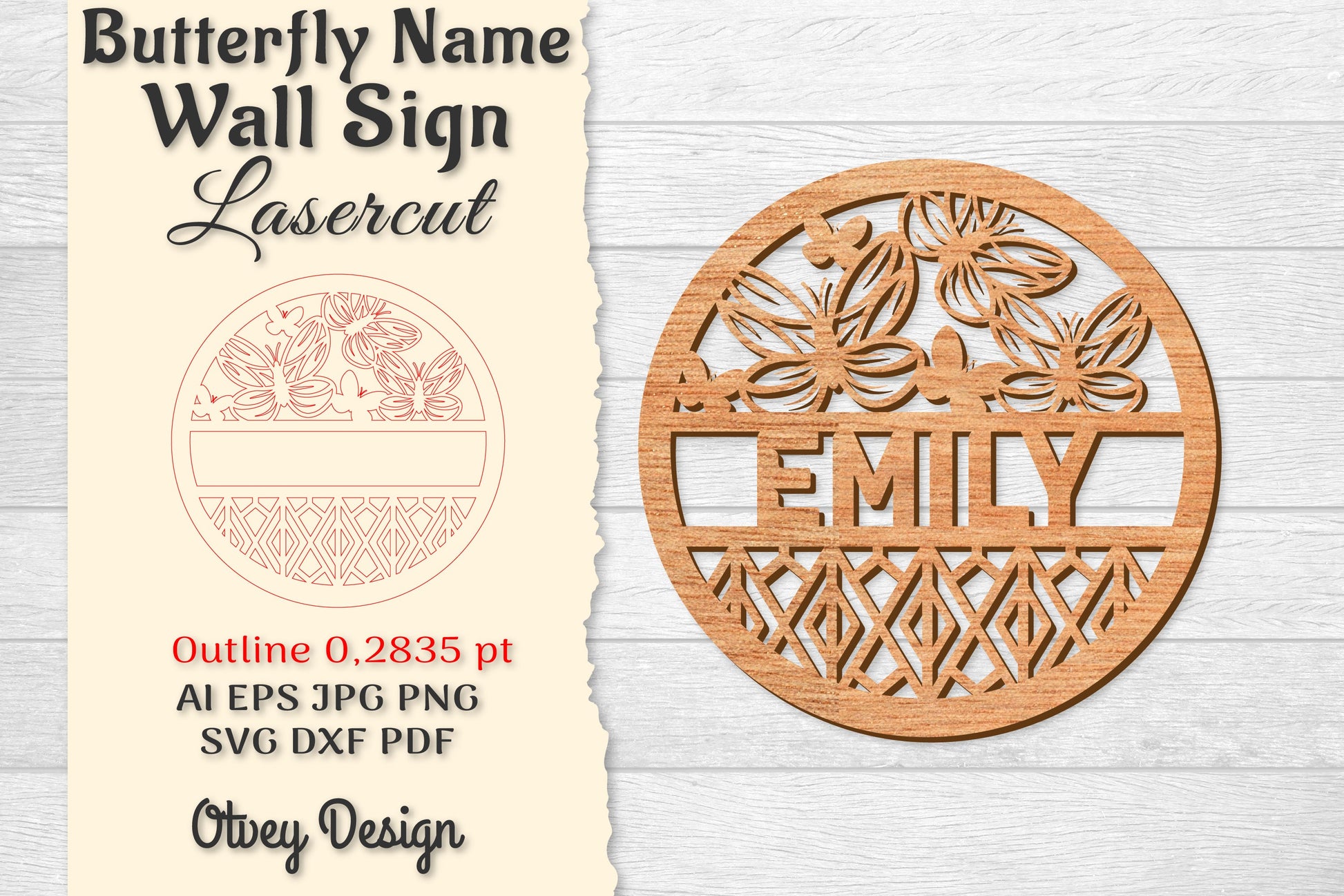 Butterfly Name Wall Art Sign SVG Bundle 12 - CraftNest - Digital Crafting and Art