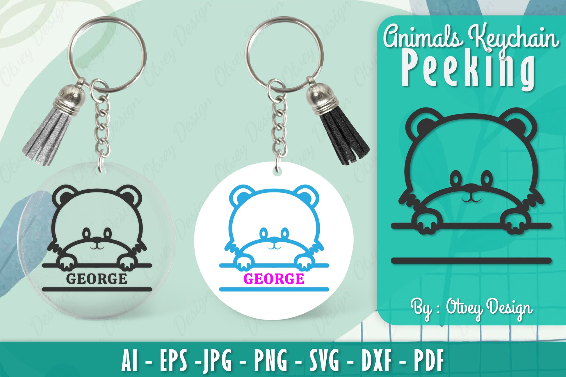 Animals Peeking Keychain SVG Bundle 4 - CraftNest - Digital Crafting and Art