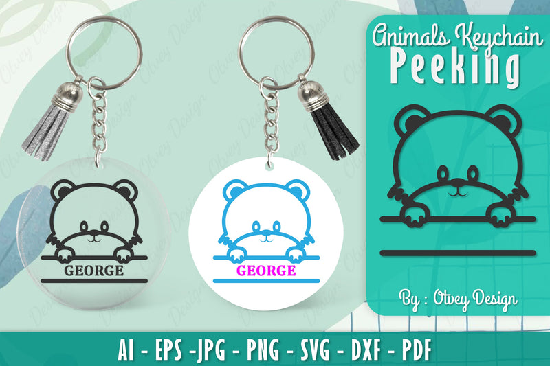 Animals Peeking Keychain SVG Bundle 4 - CraftNest - Digital Crafting and Art
