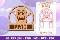 Cute Monster Name Sign Lasercut SVG Bundle 7 - CraftNest - Digital Crafting and Art